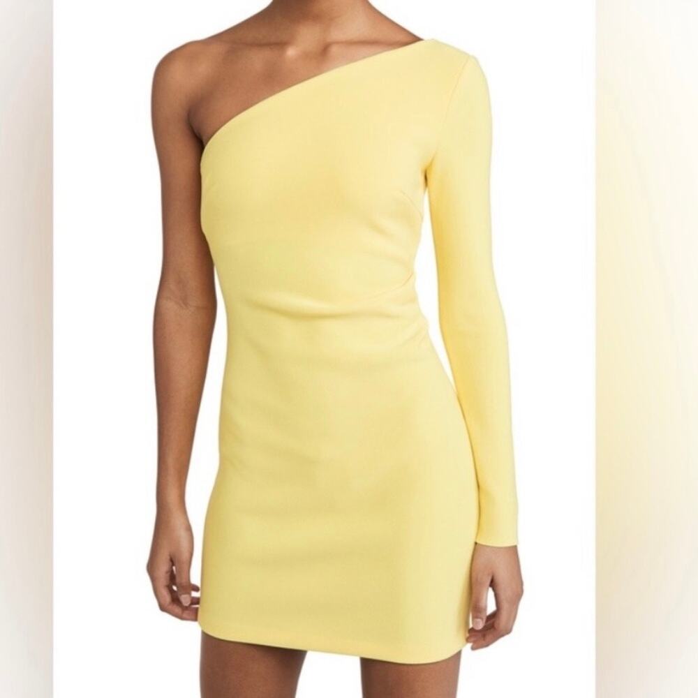 Bec & Bridge Sz 10 One Sleeve Yellow Mini Dress Side Zip Cocktail Wedding prom